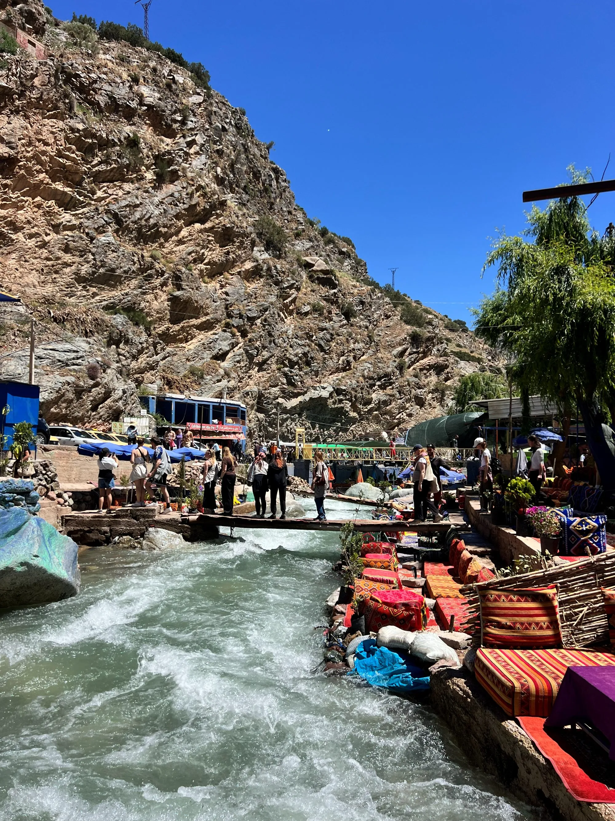 River rapids and cafés in the Ourika Valley near Marrakech