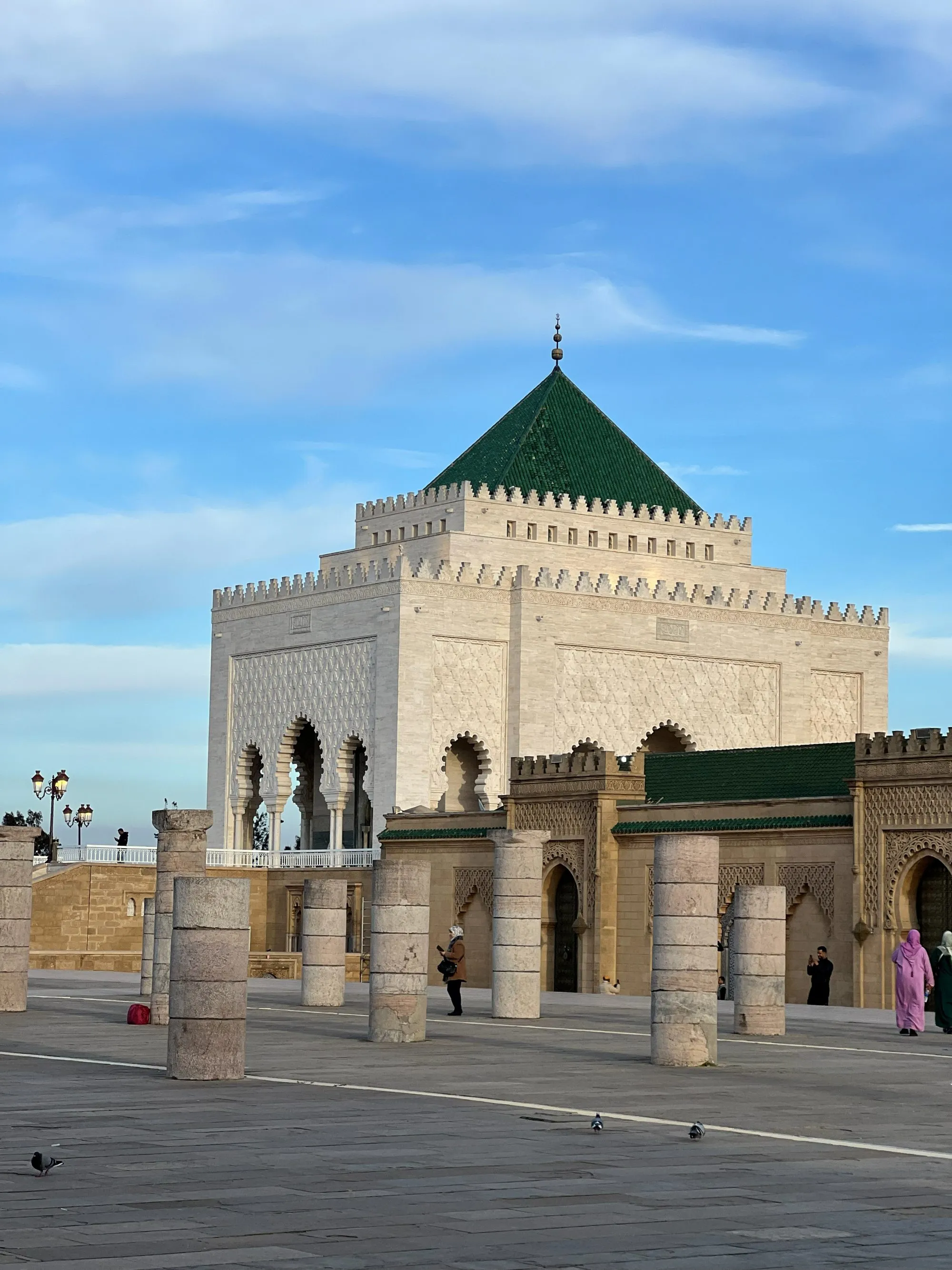 The green-roofed Mausoleum of Mohammed V in Rabat